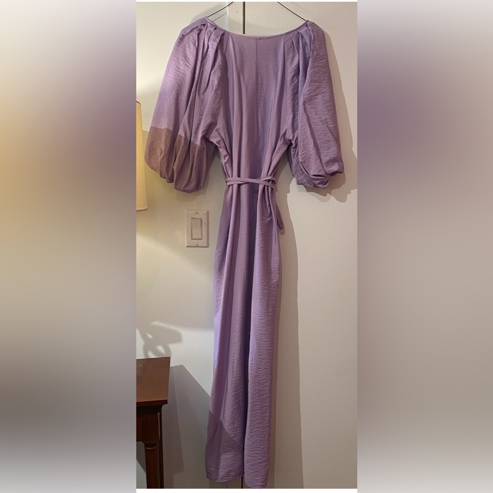 Lavender MIDI Dress with Puff Sleeves
